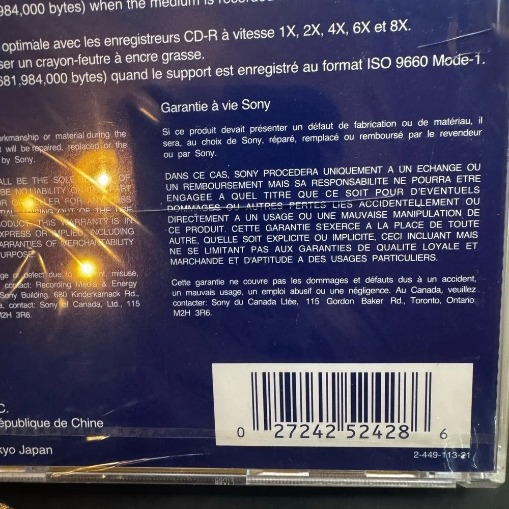 Sony CD-R Recorder Media CDQ-74CN 650MB 74min with Jewel Case Three Pack NIP